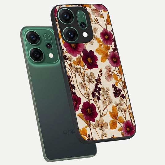  Autumn Wine Bloom phone case For Oppo Reno 14 showing premium glass back cover with detailed artwork