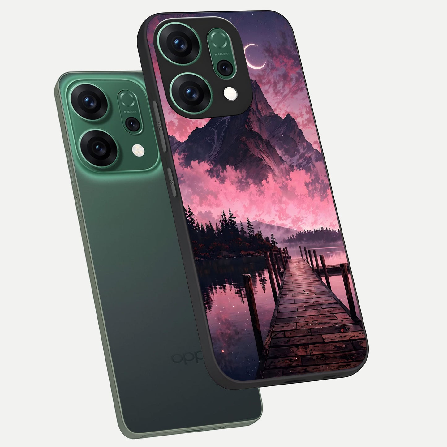  Beautiful Mountain View phone case For Oppo Reno 14 showing premium glass back cover with detailed artwork