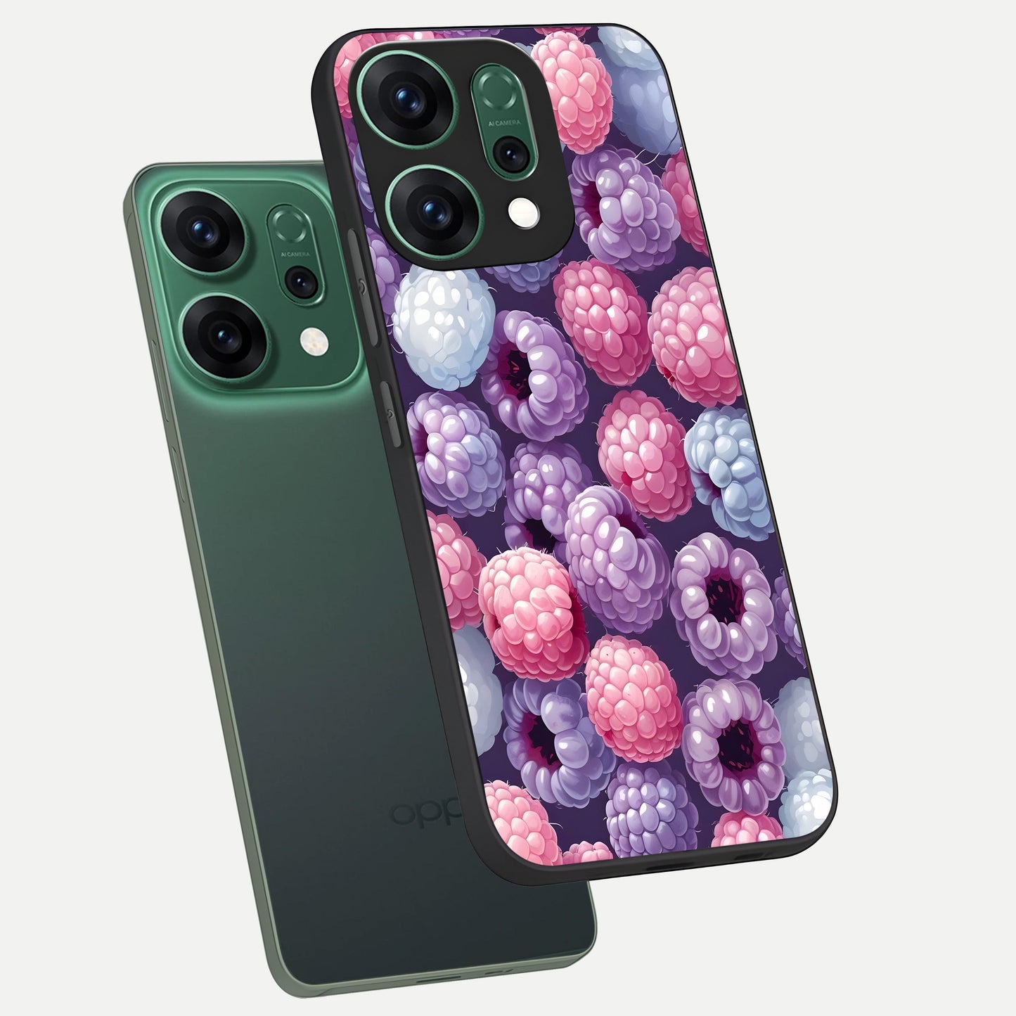  Berry Candy Pop phone case For Oppo Reno 14 showing premium glass back cover with detailed artwork