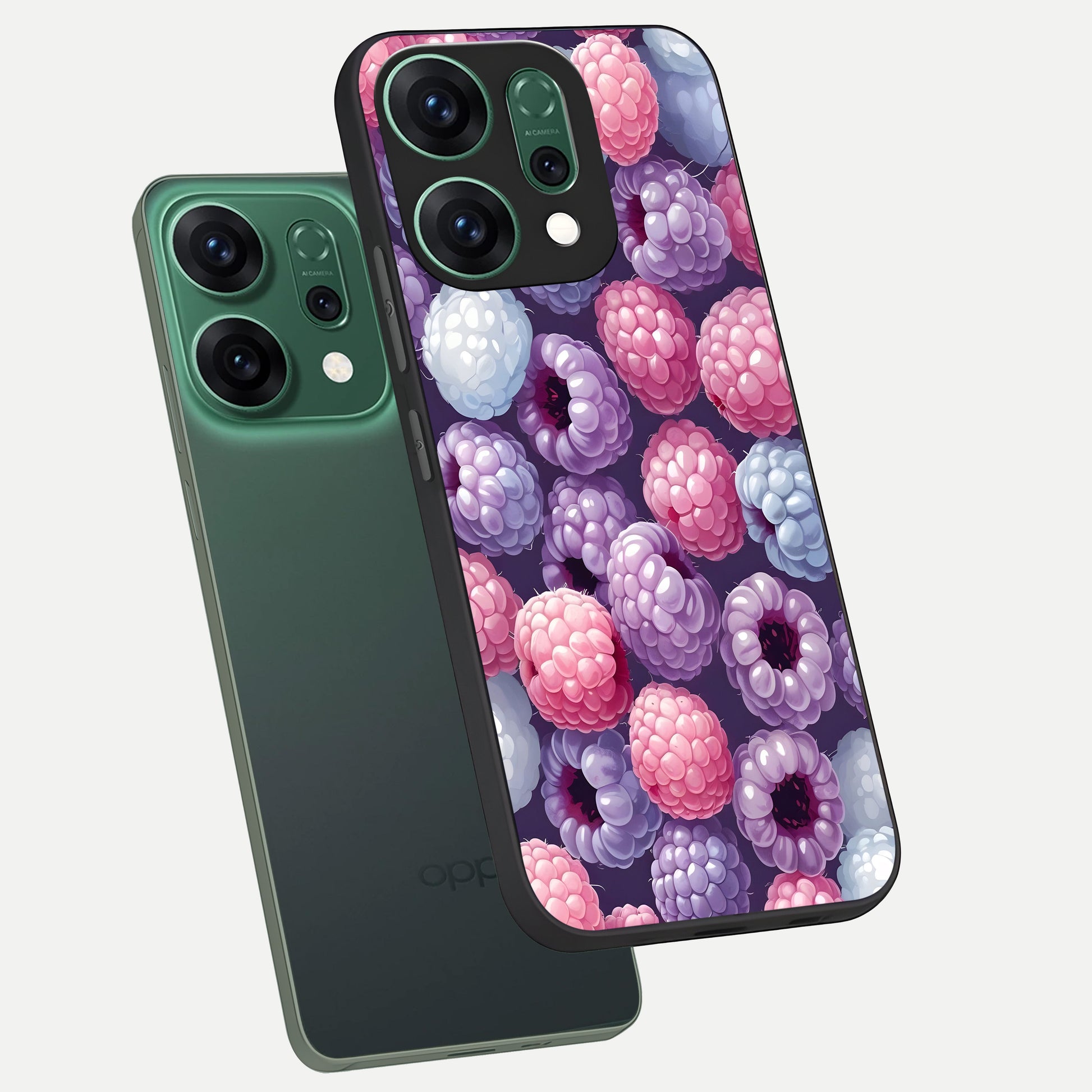  Berry Candy Pop phone case For Oppo Reno 14 showing premium glass back cover with detailed artwork