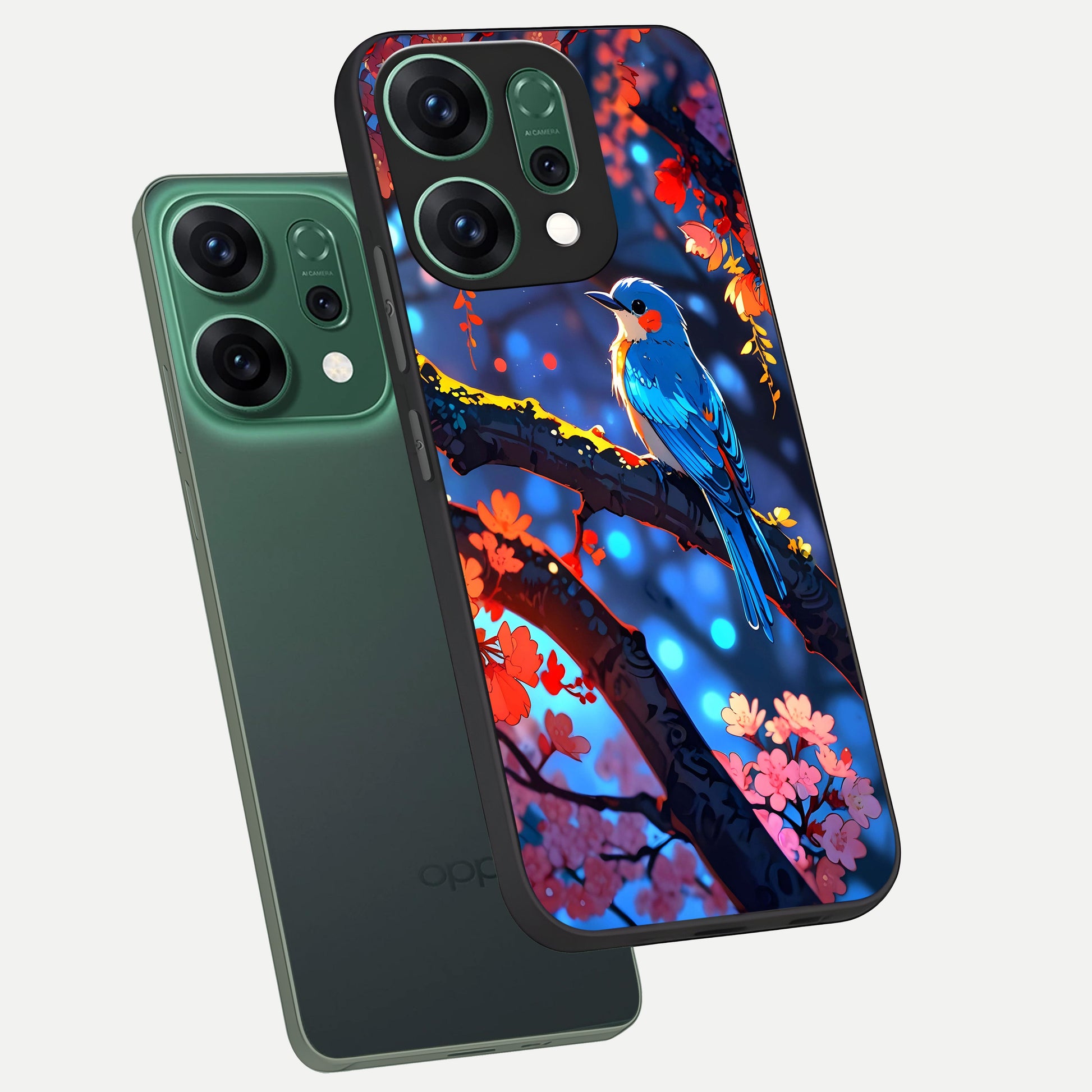  Blooming Water Drift phone case For Oppo Reno 14 showing premium glass back cover with detailed artwork