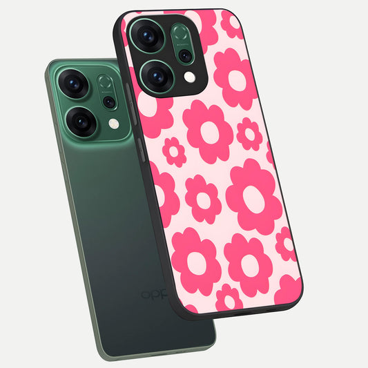  Blush Flower Pop phone case For Oppo Reno 14 showing premium glass back cover with detailed artwork