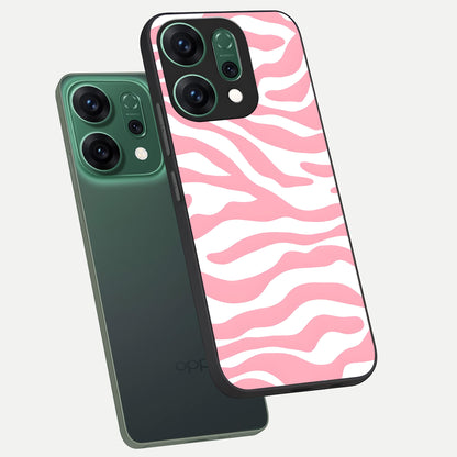  Blush Zebra Flow phone case For Oppo Reno 14 showing premium glass back cover with detailed artwork