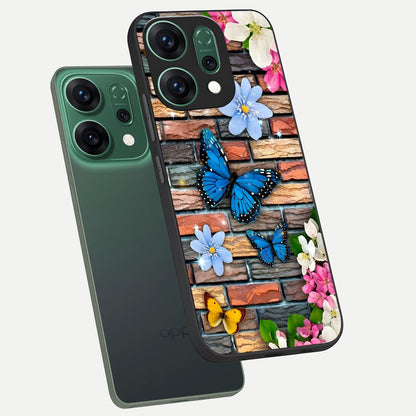  Brick Bloom Flight phone case For Oppo Reno 14 showing premium glass back cover with detailed artwork