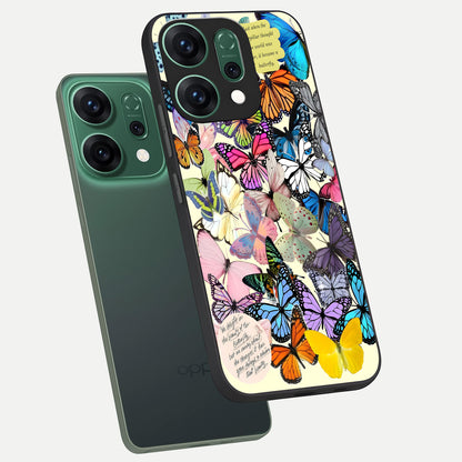 Butterflies Petal Dream phone case For Oppo Reno 14 showing premium glass back cover with detailed artwork