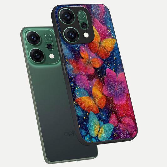  Butterfly Dream Mist phone case For Oppo Reno 14 showing premium glass back cover with detailed artwork