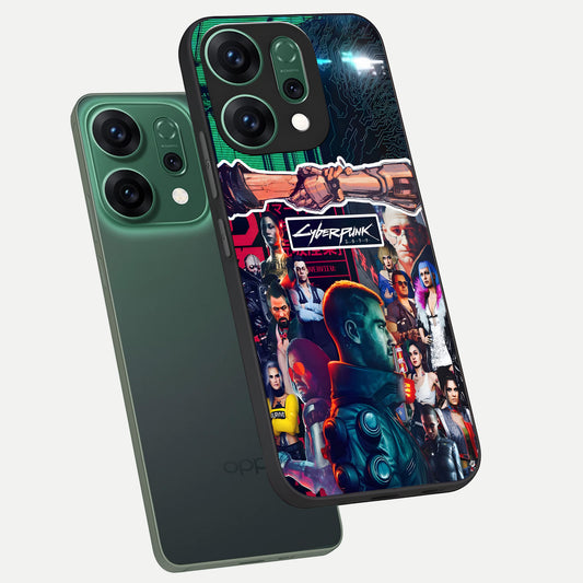  CYBERPUNK Legacy phone case For Oppo Reno 14 showing premium glass back cover with detailed artwork