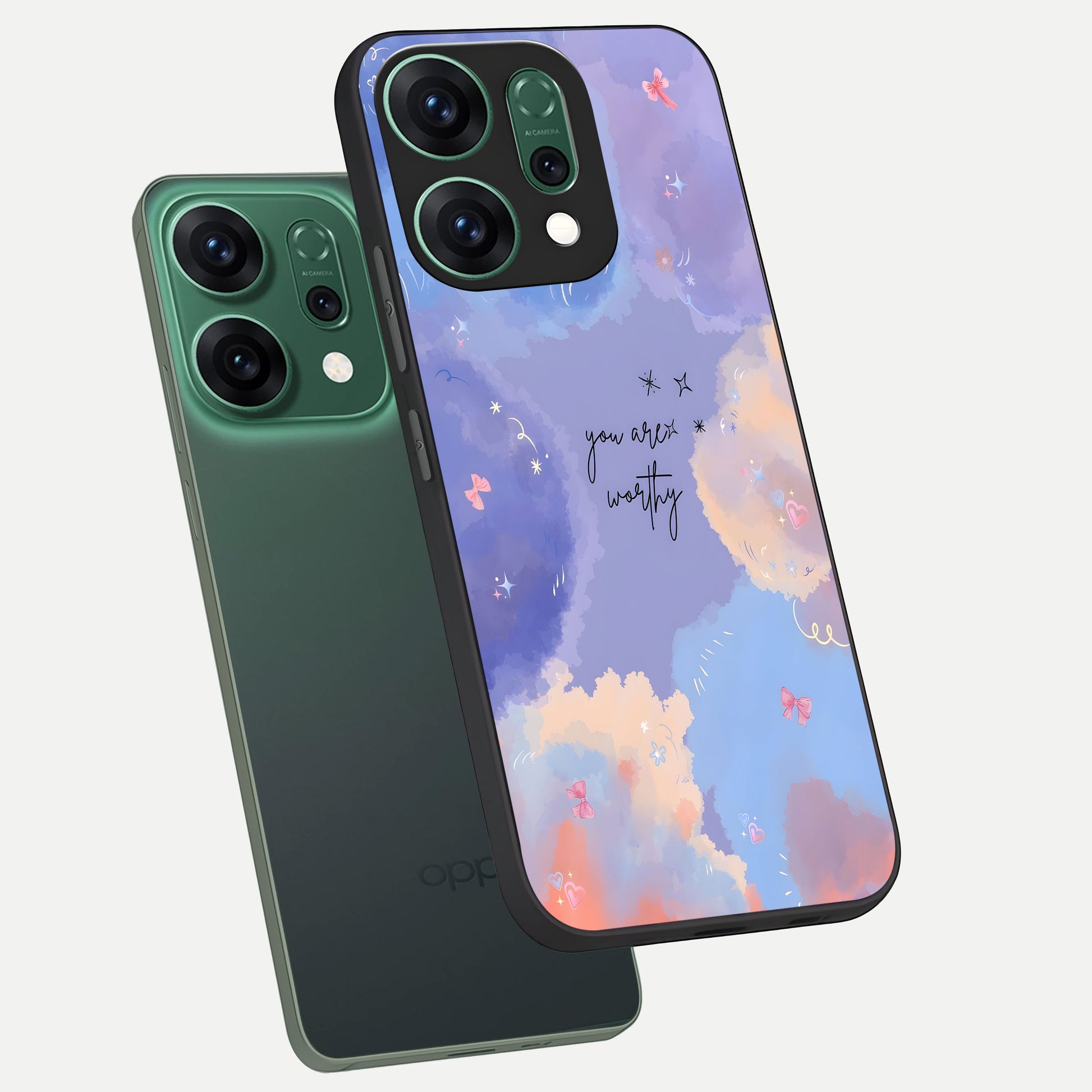  Celestial Cloud Magic phone case For Oppo Reno 14 showing premium glass back cover with detailed artwork