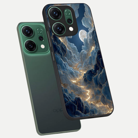  Celestial Cloud Road phone case For Oppo Reno 14 showing premium glass back cover with detailed artwork