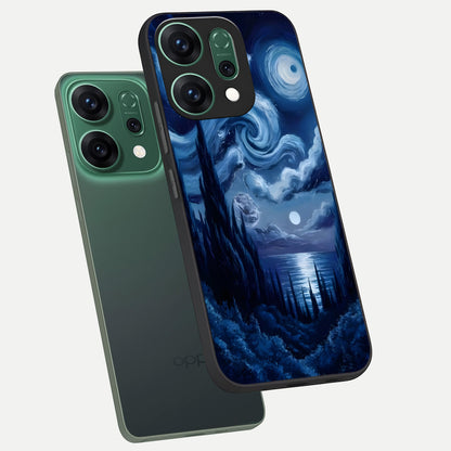  Celestial Dream Van Gogh phone case For Oppo Reno 14 showing premium glass back cover with detailed artwork