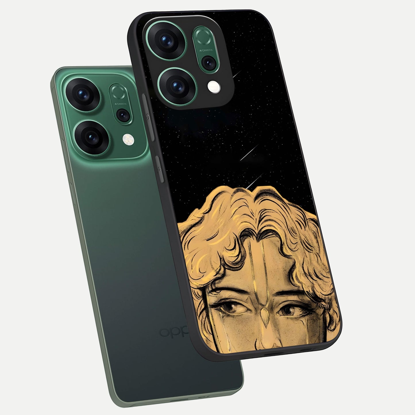  Celestial Gods Plan phone case For Oppo Reno 14 showing premium glass back cover with detailed artwork