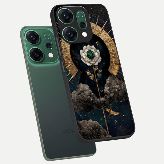  Celestial Lotus Morang phone case For Oppo Reno 14 showing premium glass back cover with detailed artwork