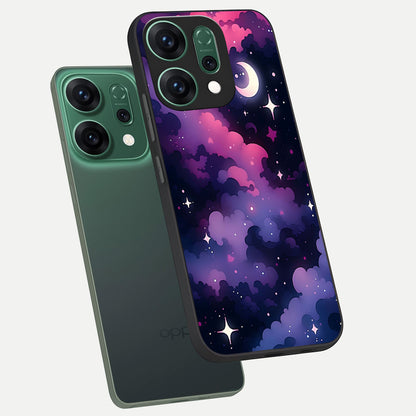  Celestial Moon Magic phone case For Oppo Reno 14 showing premium glass back cover with detailed artwork