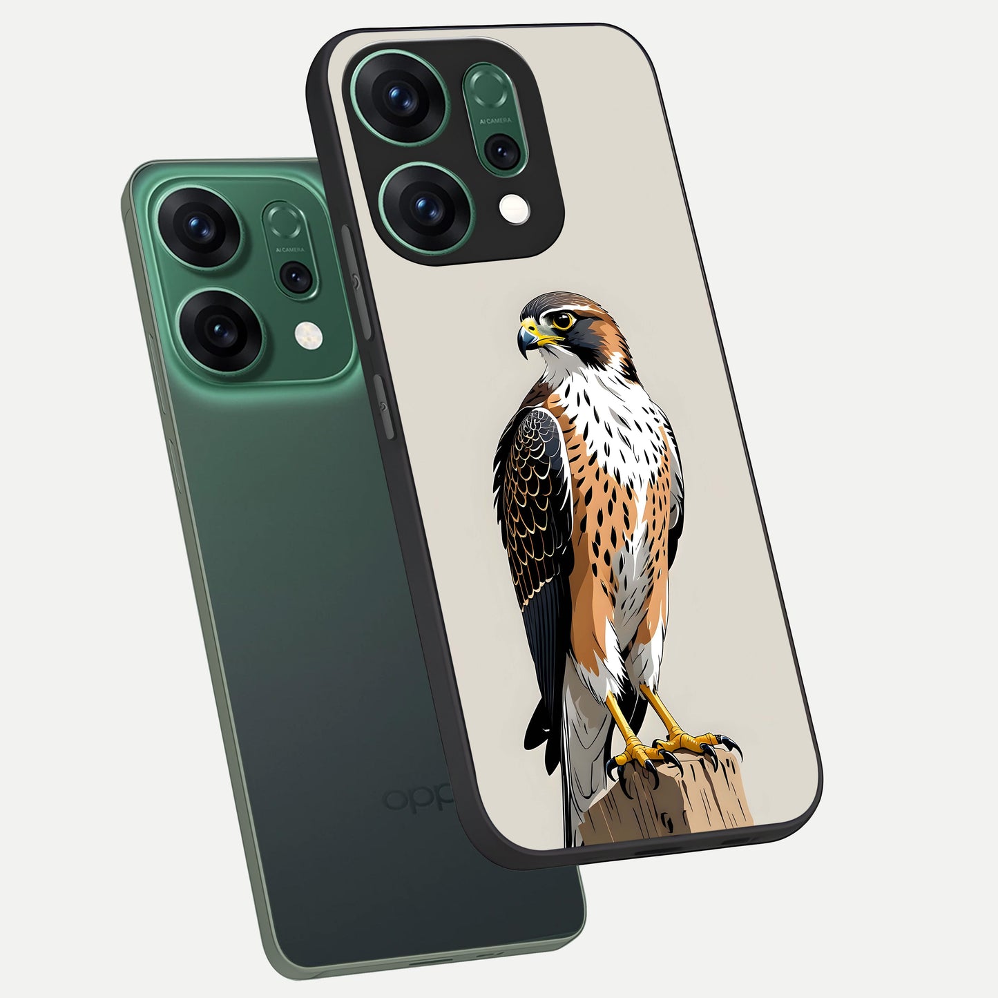 Clever Eagle phone case For Oppo Reno 14 showing premium glass back cover with detailed artwork