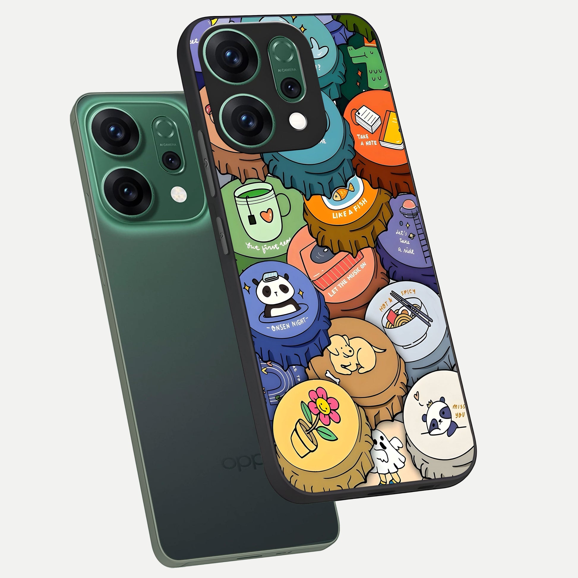  Coins Patterns phone case For Oppo Reno 14 showing premium glass back cover with detailed artwork