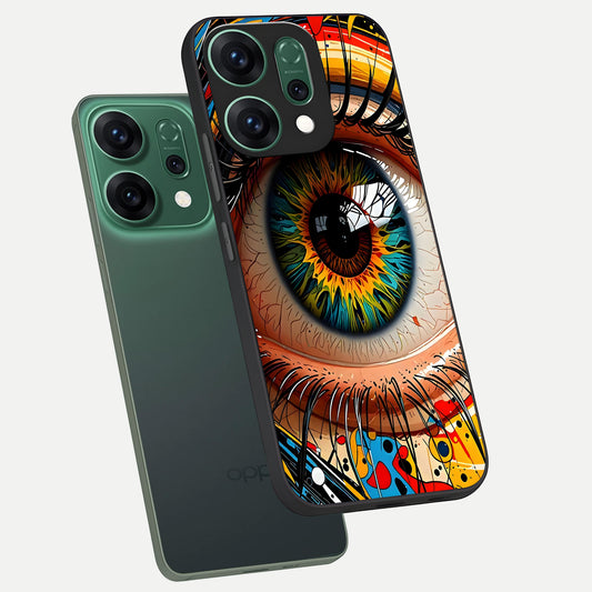  Colorful Eye phone case For Oppo Reno 14 showing premium glass back cover with detailed artwork