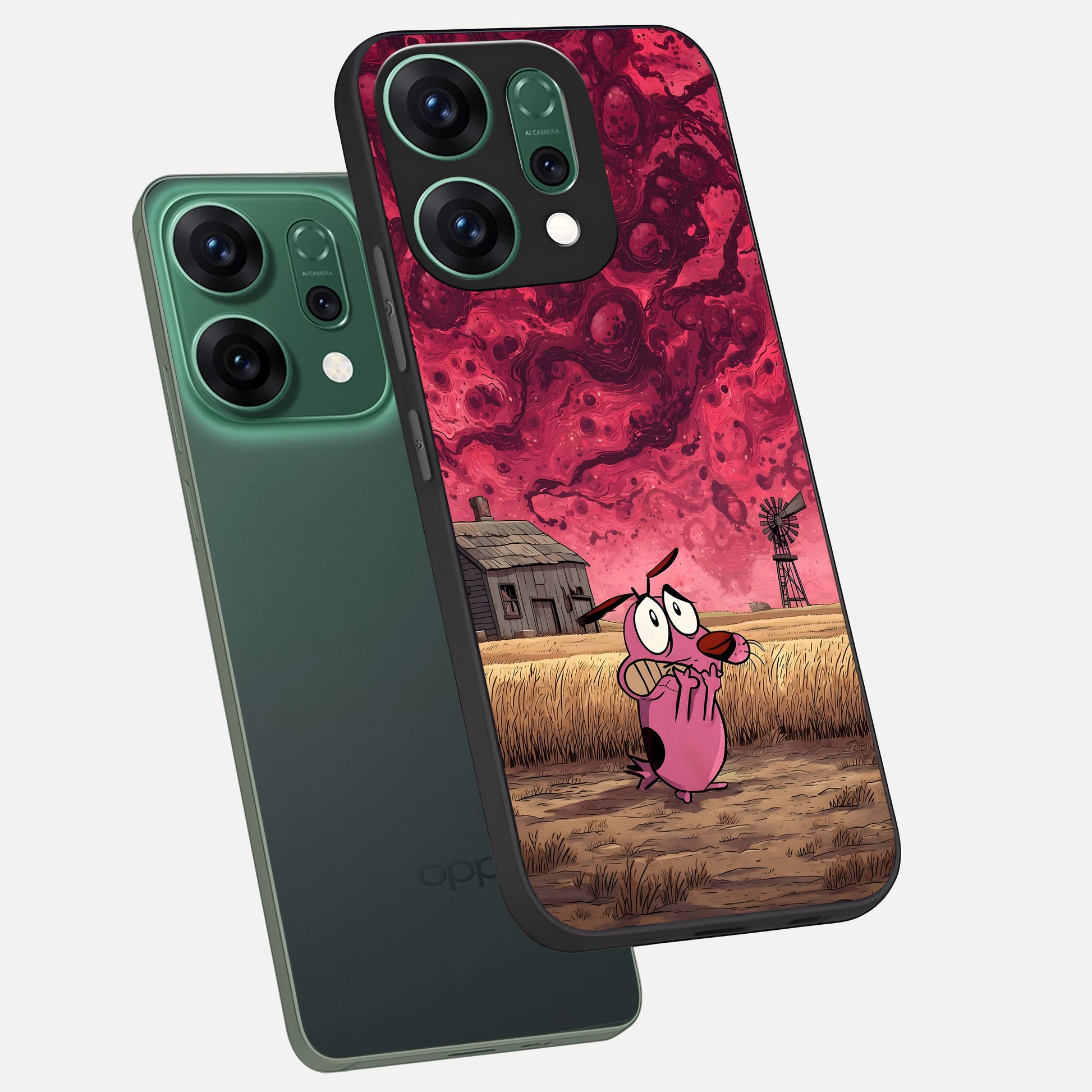  Courage Under Sky phone case For Oppo Reno 14 showing premium glass back cover with detailed artwork