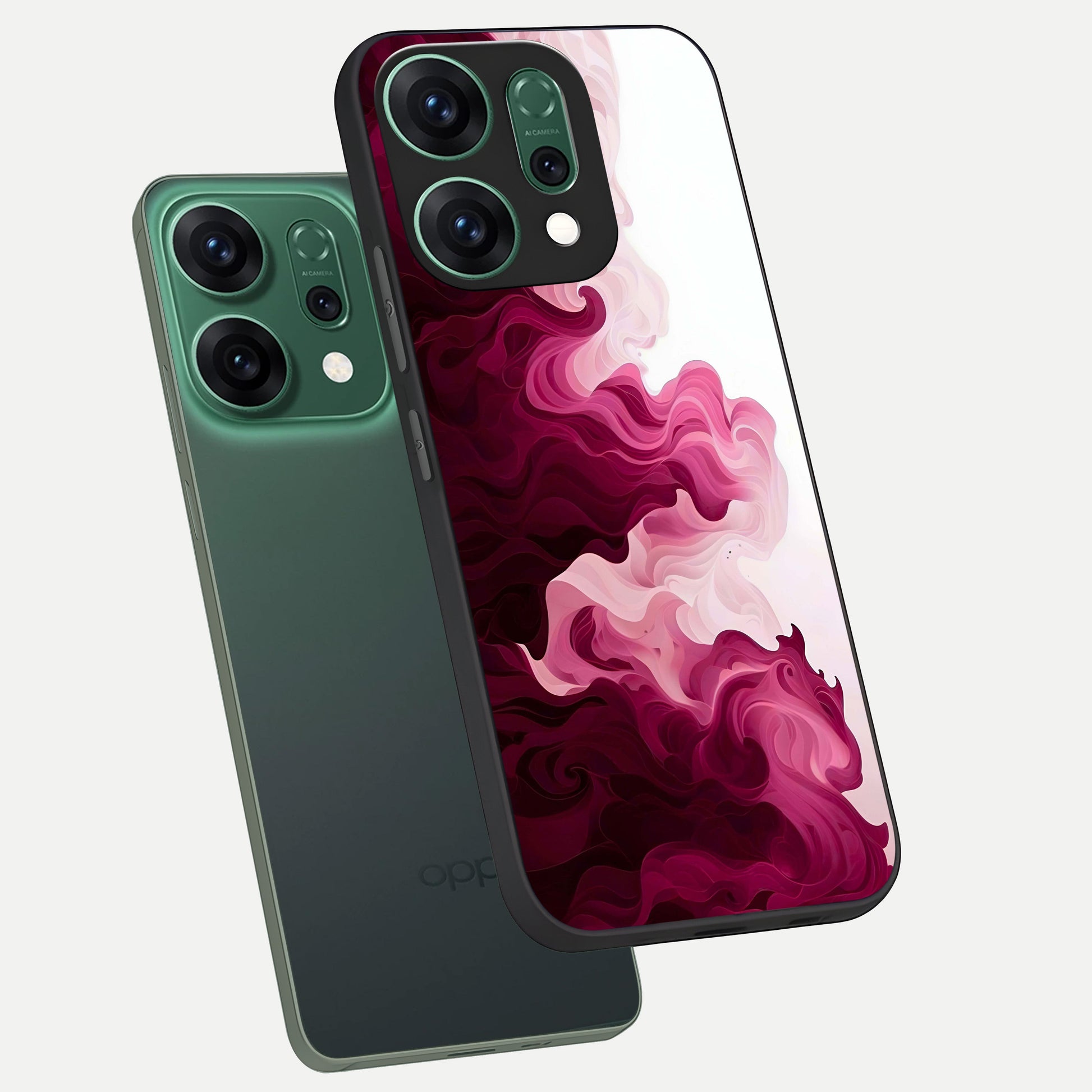  Crimson Wave Flow phone case For Oppo Reno 14 showing premium glass back cover with detailed artwork