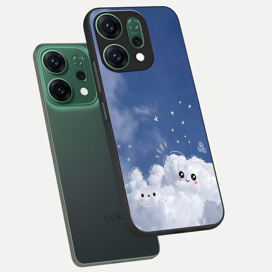  Cute Blossom Cloud phone case For Oppo Reno 14 showing premium glass back cover with detailed artwork