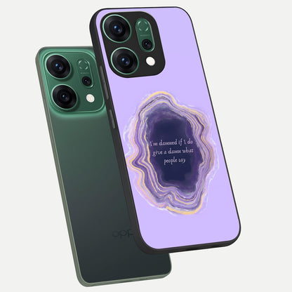  Damned People Quote phone case For Oppo Reno 14 showing premium glass back cover with detailed artwork
