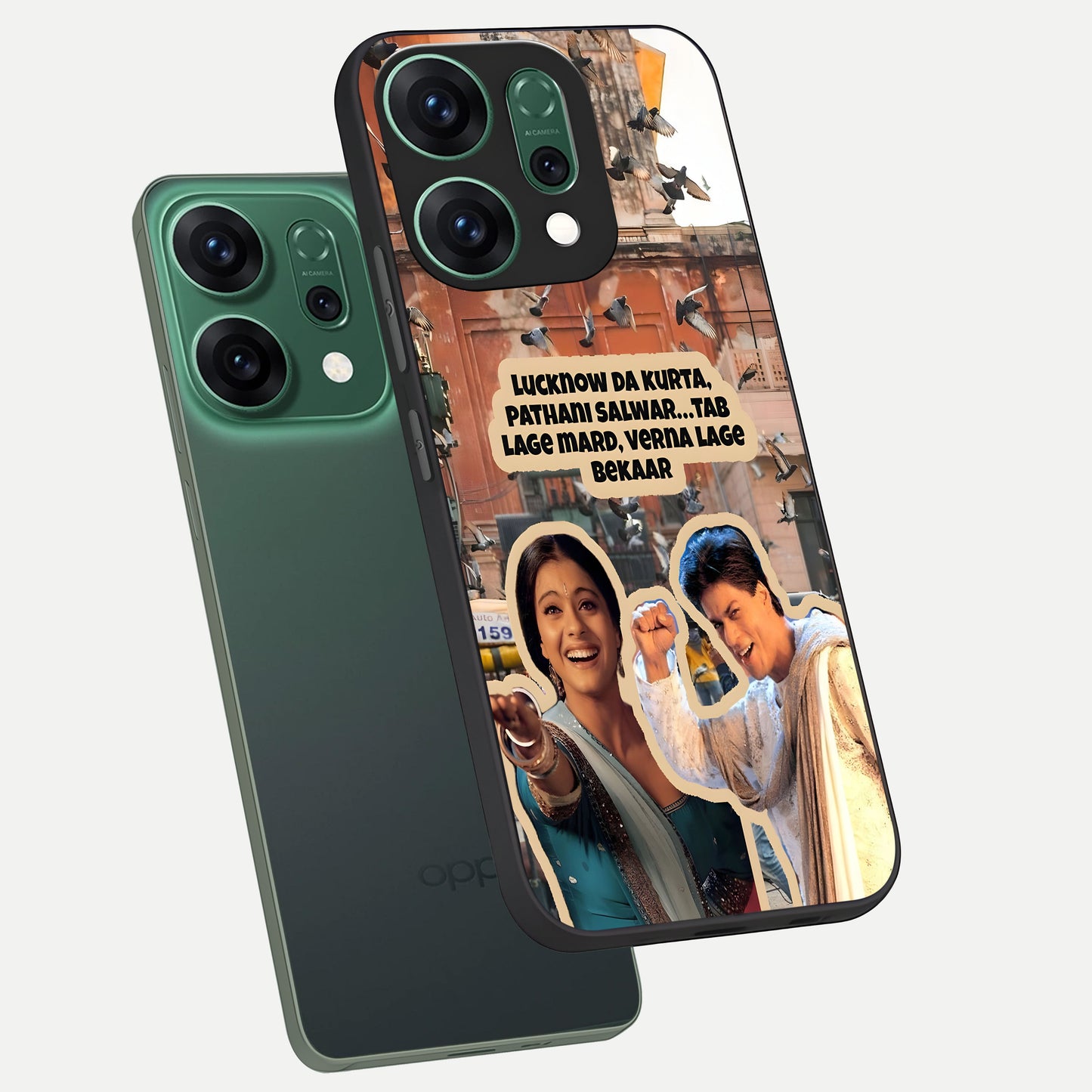  Desi Retro Vibes phone case For Oppo Reno 14 showing premium glass back cover with detailed artwork
