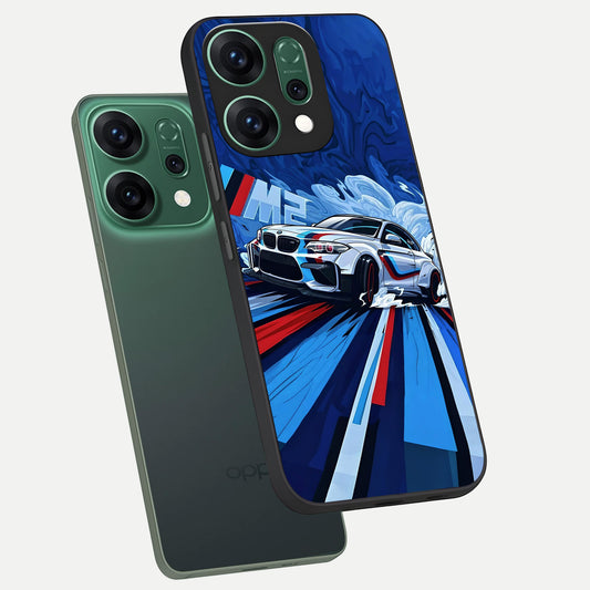  Drift Power Rush phone case For Oppo Reno 14 showing premium glass back cover with detailed artwork