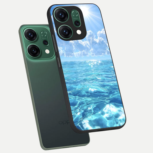  Endless Ocean Horizon phone case For Oppo Reno 14 showing premium glass back cover with detailed artwork