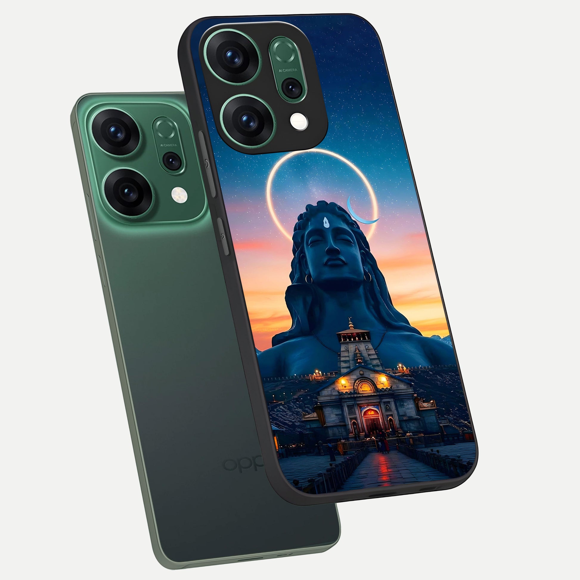  Eternal Shiva Aura phone case For Oppo Reno 14 showing premium glass back cover with detailed artwork