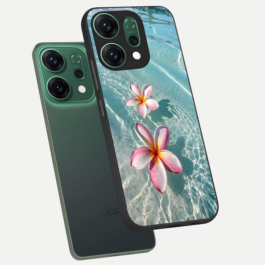  Floating Bloom Bliss phone case For Oppo Reno 14 showing premium glass back cover with detailed artwork