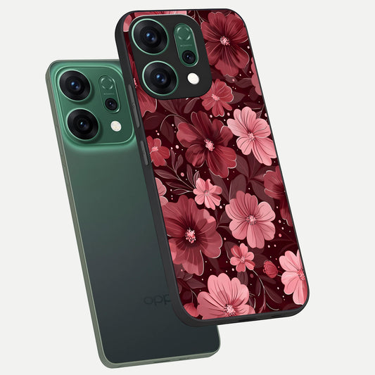  Flower Blush Bloom phone case For Oppo Reno 14 showing premium glass back cover with detailed artwork