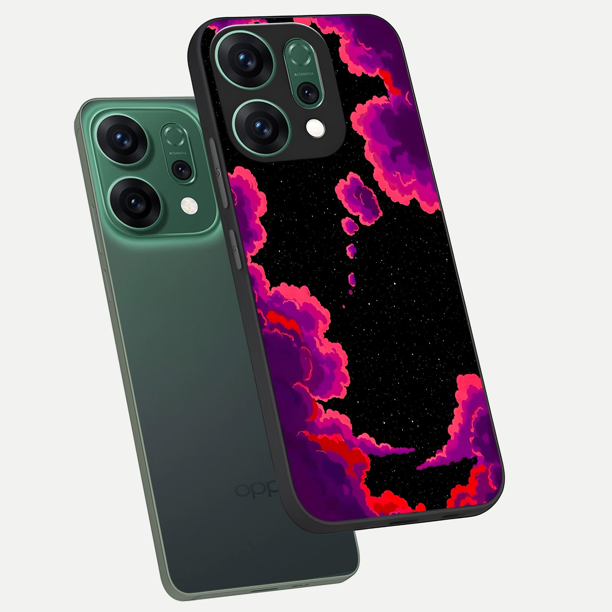  Galaxy Dream Frame phone case For Oppo Reno 14 showing premium glass back cover with detailed artwork