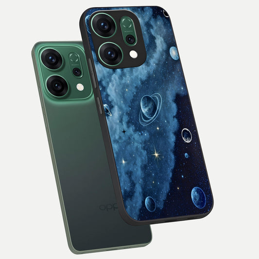  Galaxy Dream Space phone case For Oppo Reno 14 showing premium glass back cover with detailed artwork