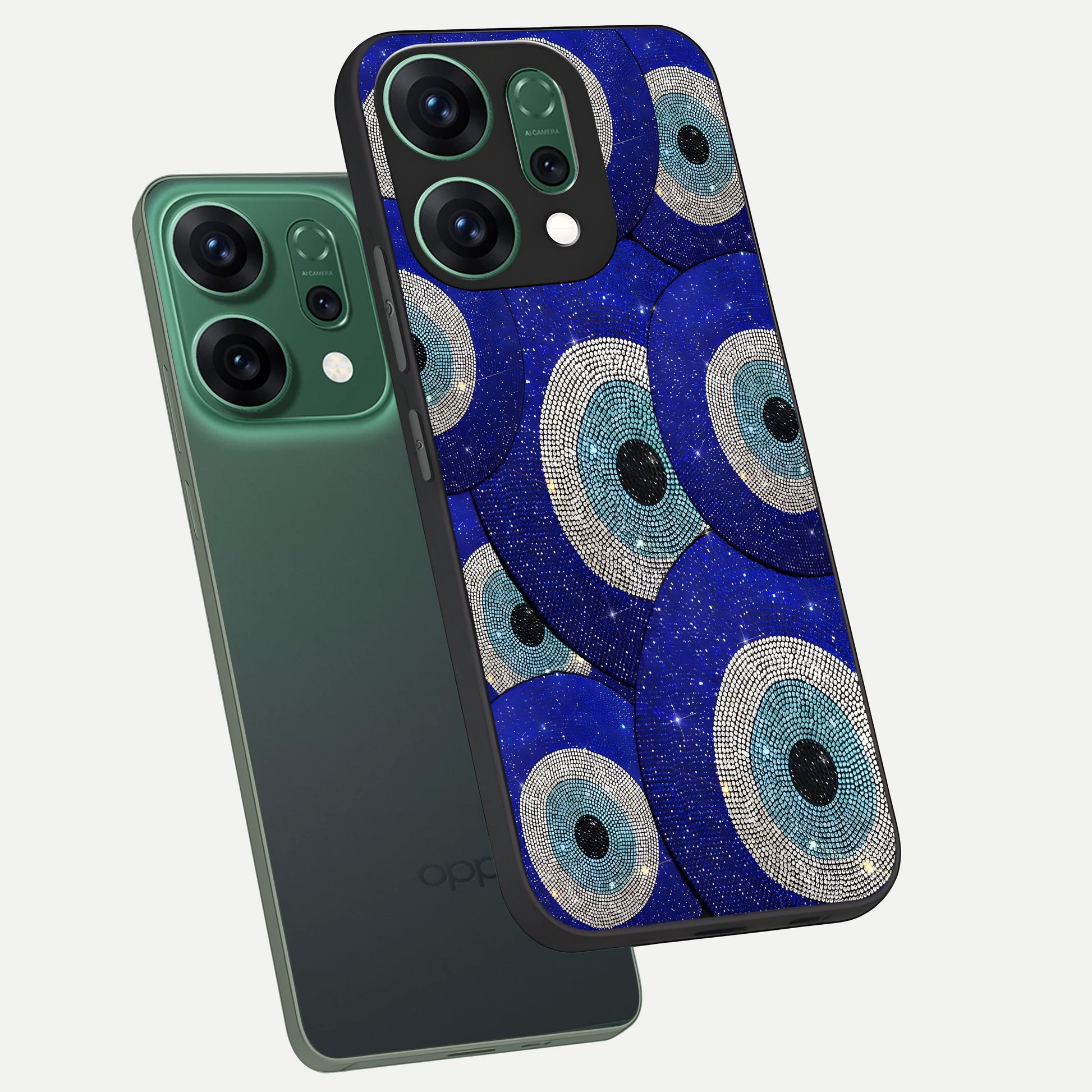  Galaxy Eye Flow phone case For Oppo Reno 14 showing premium glass back cover with detailed artwork