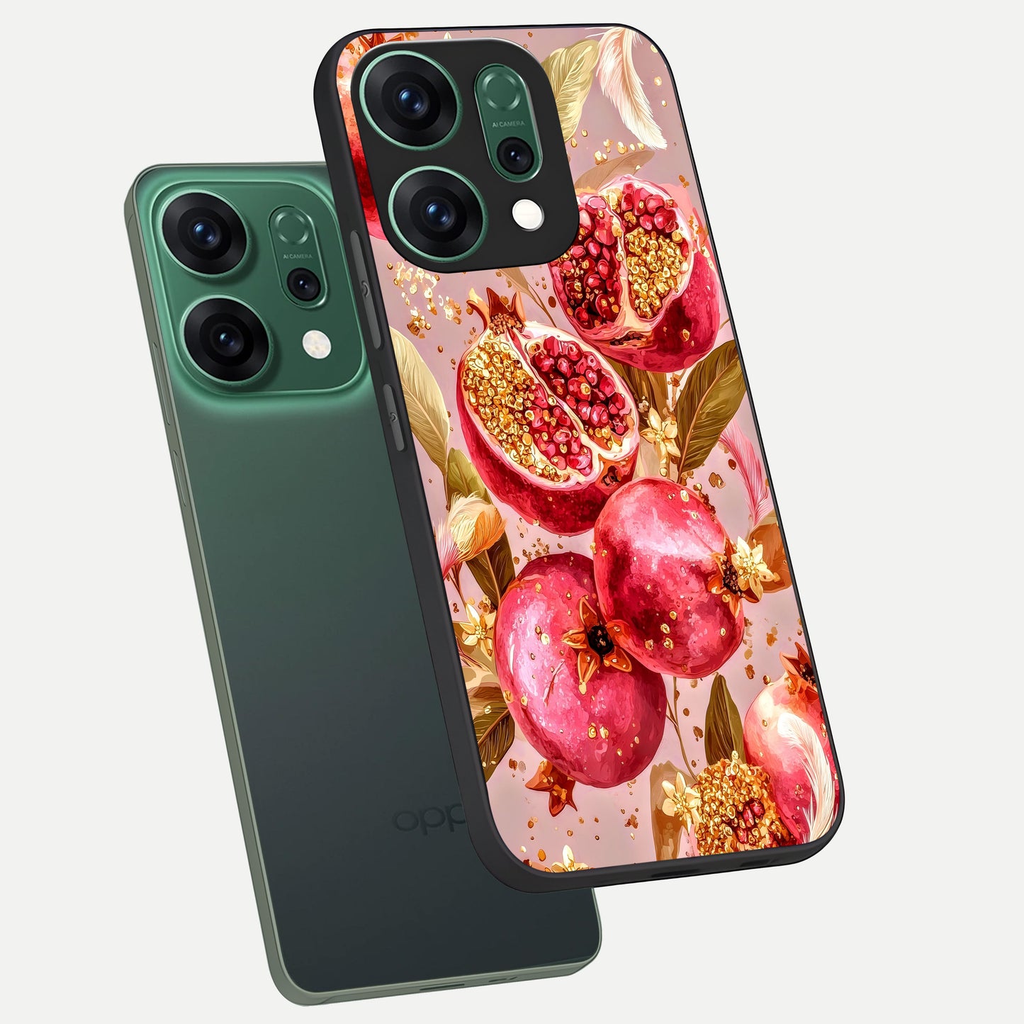  Golden Bloom Glow phone case For Oppo Reno 14 showing premium glass back cover with detailed artwork