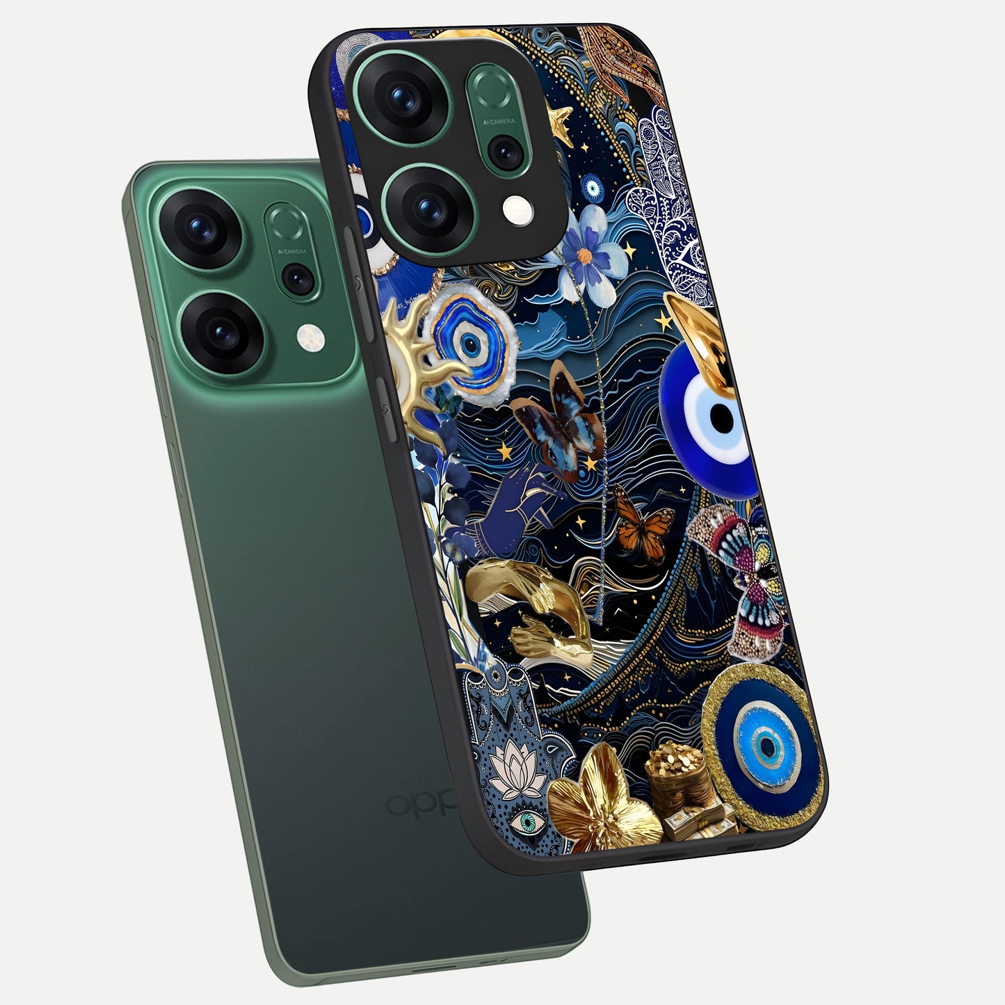  Golden Moon Magic phone case For Oppo Reno 14 showing premium glass back cover with detailed artwork