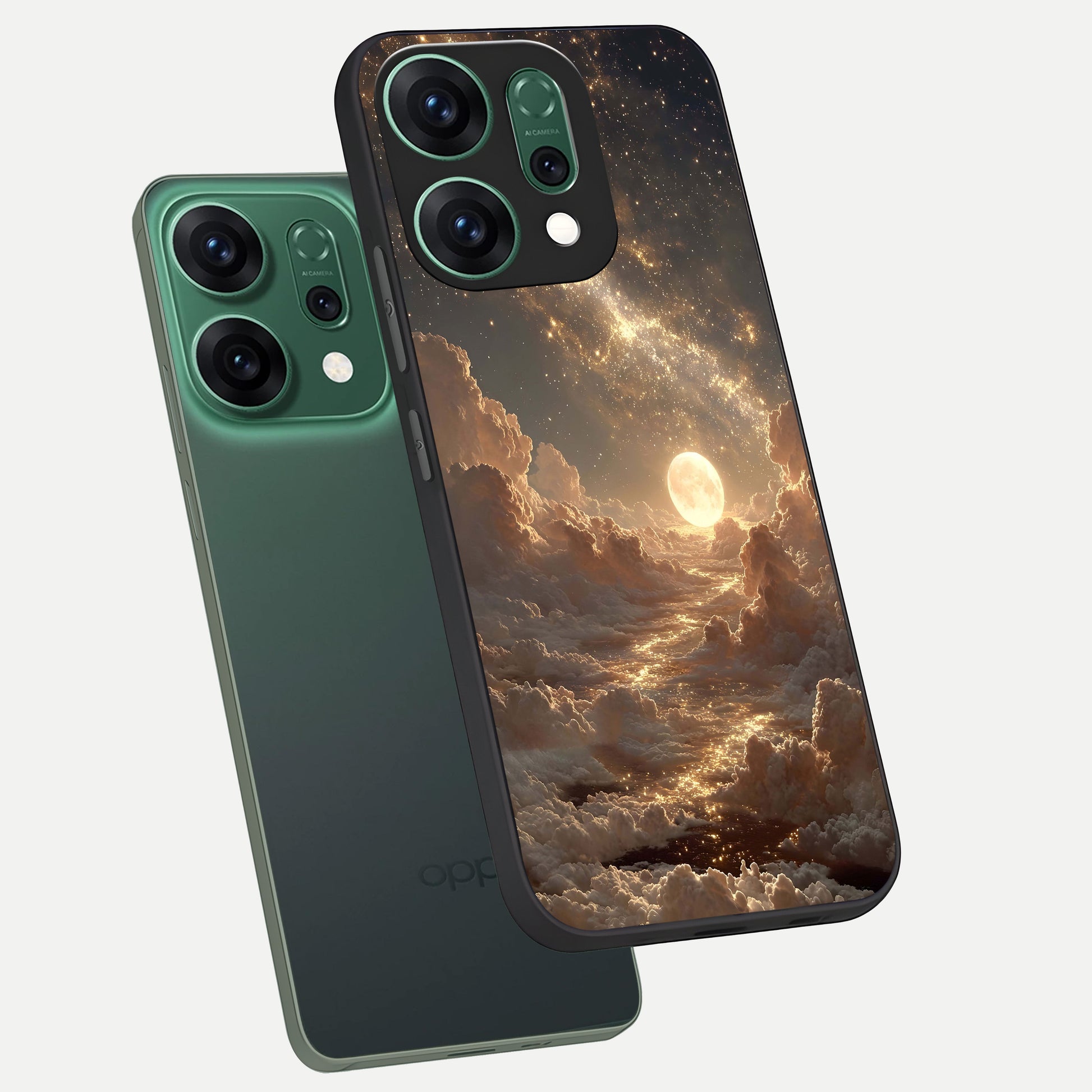  Golden Sky Dream phone case For Oppo Reno 14 showing premium glass back cover with detailed artwork