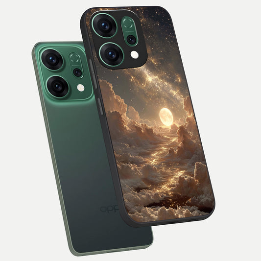  Golden Sky Dream phone case For Oppo Reno 14 showing premium glass back cover with detailed artwork