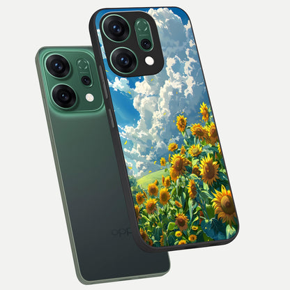  Golden Sun Glory phone case For Oppo Reno 14 showing premium glass back cover with detailed artwork