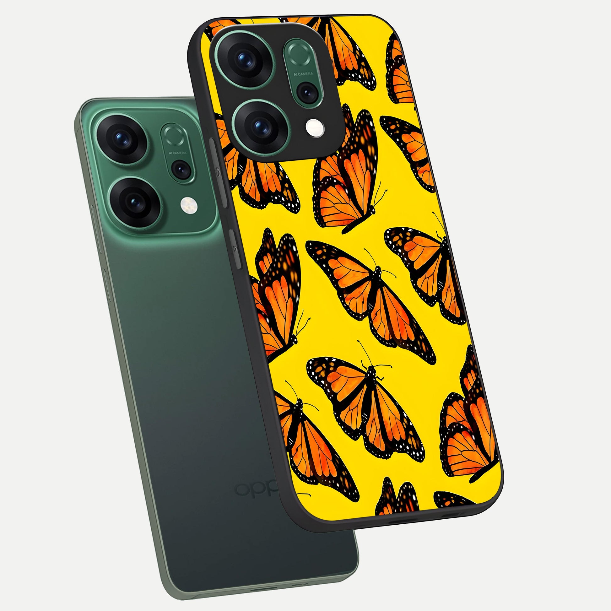  Golden Wing Flight phone case For Oppo Reno 14 showing premium glass back cover with detailed artwork