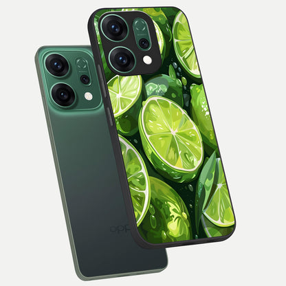  Green Kawasaki phone case For Oppo Reno 14 showing premium glass back cover with detailed artwork