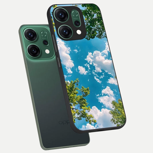  Green Moon Energy phone case For Oppo Reno 14 showing premium glass back cover with detailed artwork