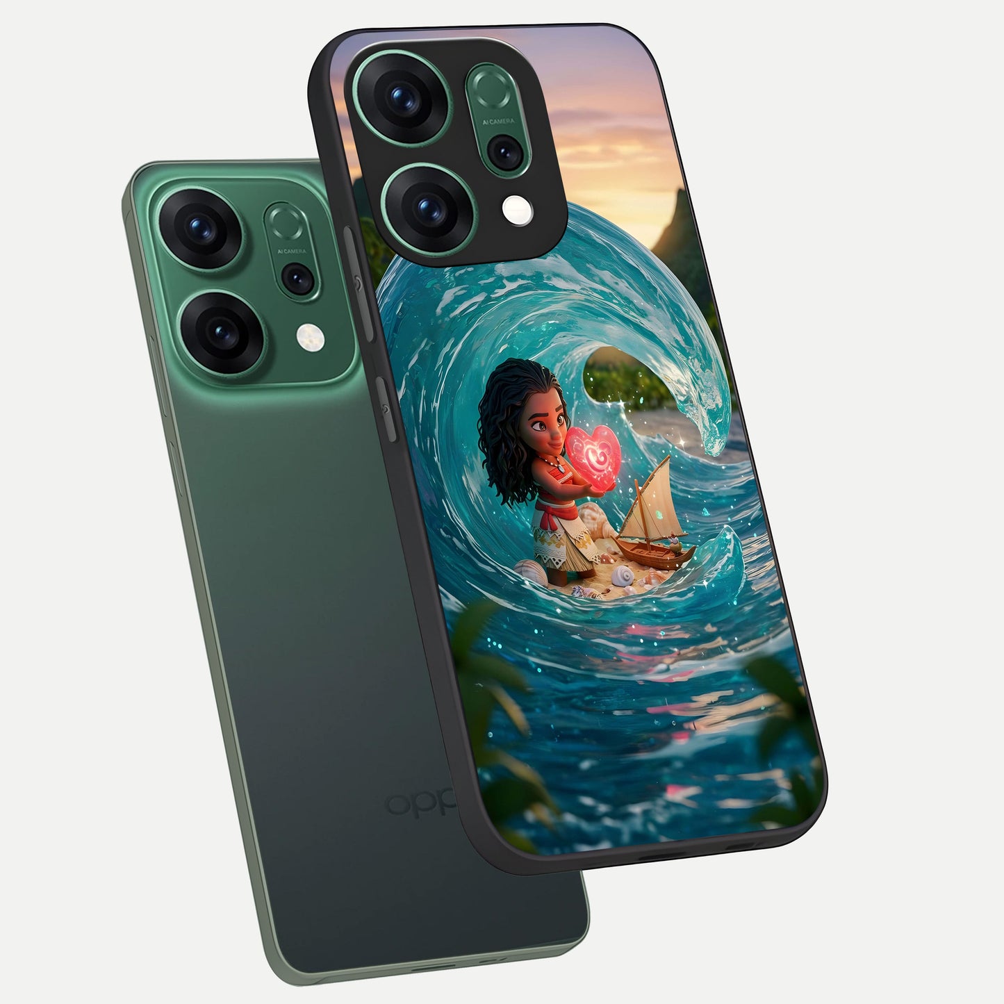  Heart of Ocean phone case For Oppo Reno 14 showing premium glass back cover with detailed artwork