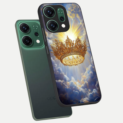  Heavenly Crown Light phone case For Oppo Reno 14 showing premium glass back cover with detailed artwork