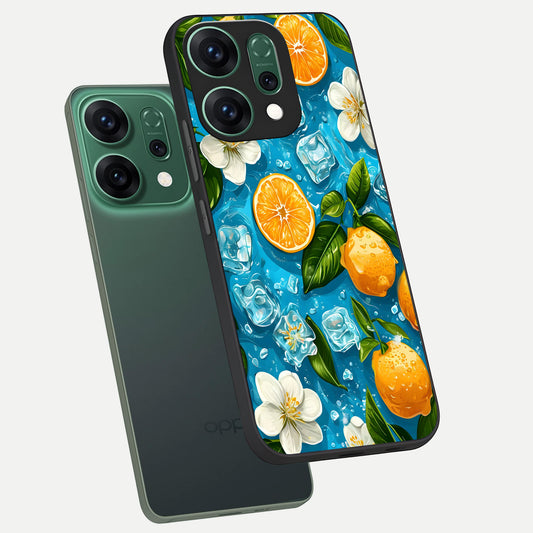  Ice Cube With Orange phone case For Oppo Reno 14 showing premium glass back cover with detailed artwork