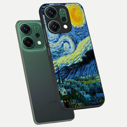  Inspired Van Gogh Art phone case For Oppo Reno 14 showing premium glass back cover with detailed artwork