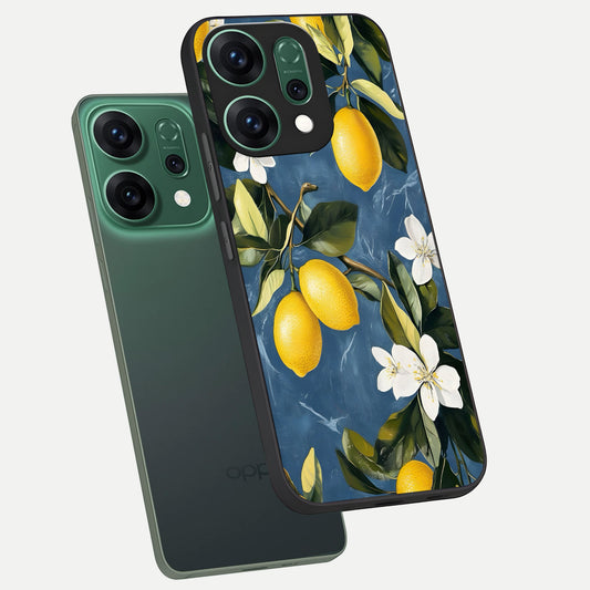  Lemon Dream Garden phone case For Oppo Reno 14 showing premium glass back cover with detailed artwork