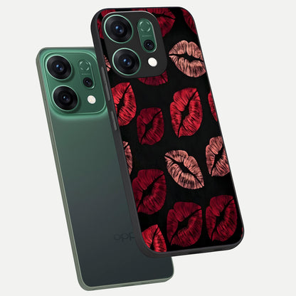  Midnight Kiss Love phone case For Oppo Reno 14 showing premium glass back cover with detailed artwork