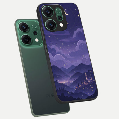  Minimal Night View phone case For Oppo Reno 14 showing premium glass back cover with detailed artwork