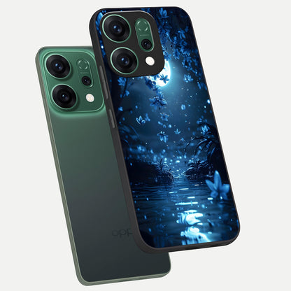  Moonlight Petal Dream phone case For Oppo Reno 14 showing premium glass back cover with detailed artwork