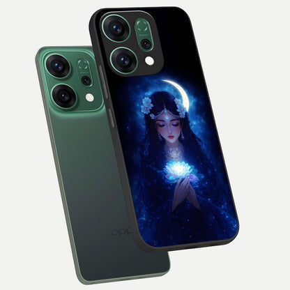  Mystic Moon Queen phone case For Oppo Reno 14 showing premium glass back cover with detailed artwork